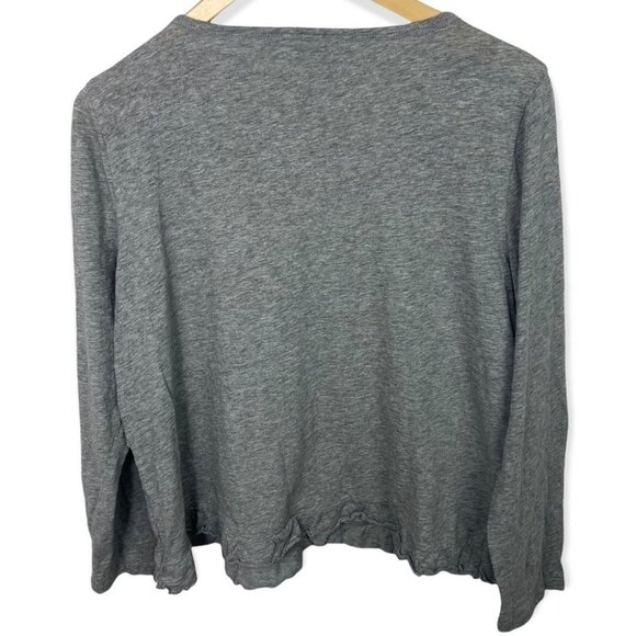 J Crew Ruffled Vintage Cotton Long Sleeve T-Shirt Grey Size Large Tee Crew Neck - Picture 5 of 13